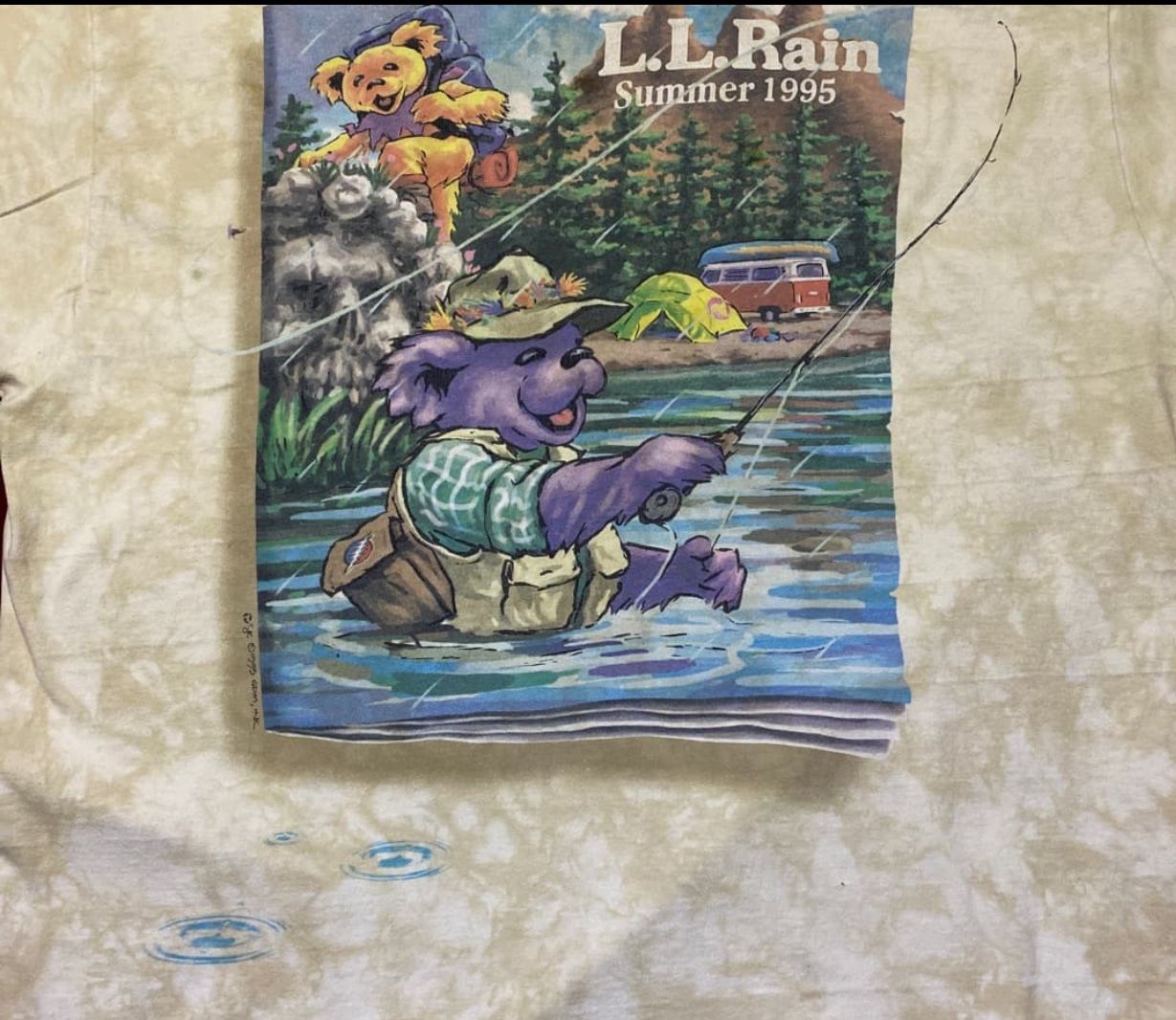 Rare Vintage Grateful Dead LL Rain Graphic Tee Shirt With Volkswagen Bus