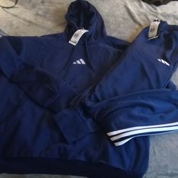 NWT-Mens Size LARGE  Adidas Hoodie Set Dk Blue