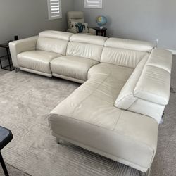 White/cream leather sectional