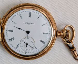 1899 Elgin Grade 151  size 16s 7 jewel Antique Gold Plated Pocket Watch Great Condition Last Serviced 02/2025