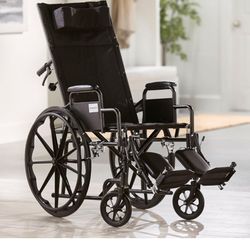 McKesson Reclining Wheelchair & Detachable Desk Arms - 18" Seat Width, 300 Lbs.