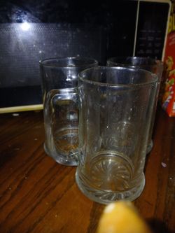 Clear Glass Beer Mugs Set of 3