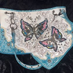 Butterfly Purse And Matching Wallet.  Cowgirl Trendy 