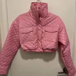 Fashion Nova. Pink Latex Fashionable Jacket. Size XS