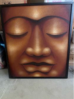 Framed Buddha Face Canvas Wall Art 32” x 29”