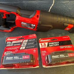 BAUER 20V Brushless Cordless Reciprocating Saw with 2 battery's 