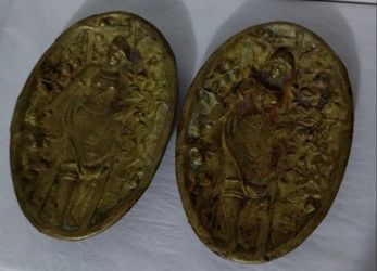 ANTIQUE SOLID BRASS JEWELRY TRINKET DISH 5.5"×4" - C10