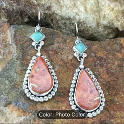 Brand new turquoise/coral pink, Victorian style earrings.