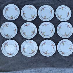 Rosenthal Germany Maria Porcelain Plates Set of 12 Floral Gold Trim