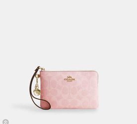 Coach Powder Pink Corner Zip Wristlet 2026 collection