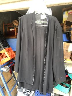 Misty Lane, black embroidered beaded evening wear, skirt and jacket, size 34