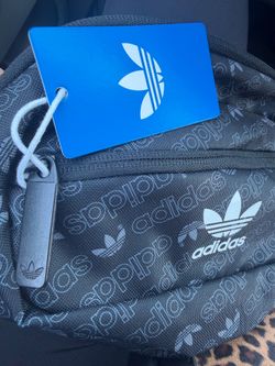 Adidas Originals Trefoil Waist Pack Fanny Pack Black Monogram Crossbody Bag NWT