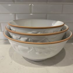 3 Antica Fornace White Ceramic Mixing Bowls