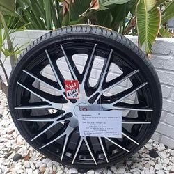 20" CAVALLO'S BLACK AND MACHINED RIMS AND TIRES BUNDLE