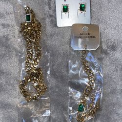 Green & Gold Jewelry Set 