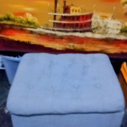 Grey Ottoman Matching Tall Stool