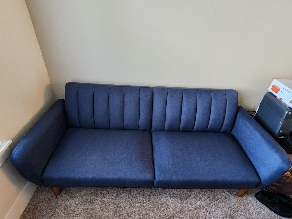 Sofa / Futon 4-in-1 Convertible Split-Back - Navy Blue (Novogratz Brittany)