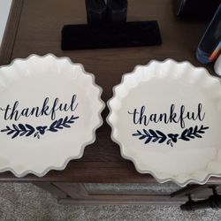 Two Plates W Scalloped Edges, Thankful