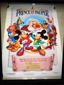 Rare Disney Prince & Pauper Double Sided Mirrored and Numbered Movie Poster ( Excellent Condition) 40x27 size