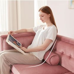 58'' W Velvet Sofa, Mid-Century Love Seats Sofa Furniture with Bolster Pillows, Button Tufted Couch for Living Room, Tool-Free Assembly (Loveseat, Pin