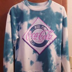 New Coca Cola Blue and White Tie Dye Sweatshirt 