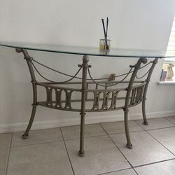 Elegant Glass Console Table – Metal Base Entryway Accent