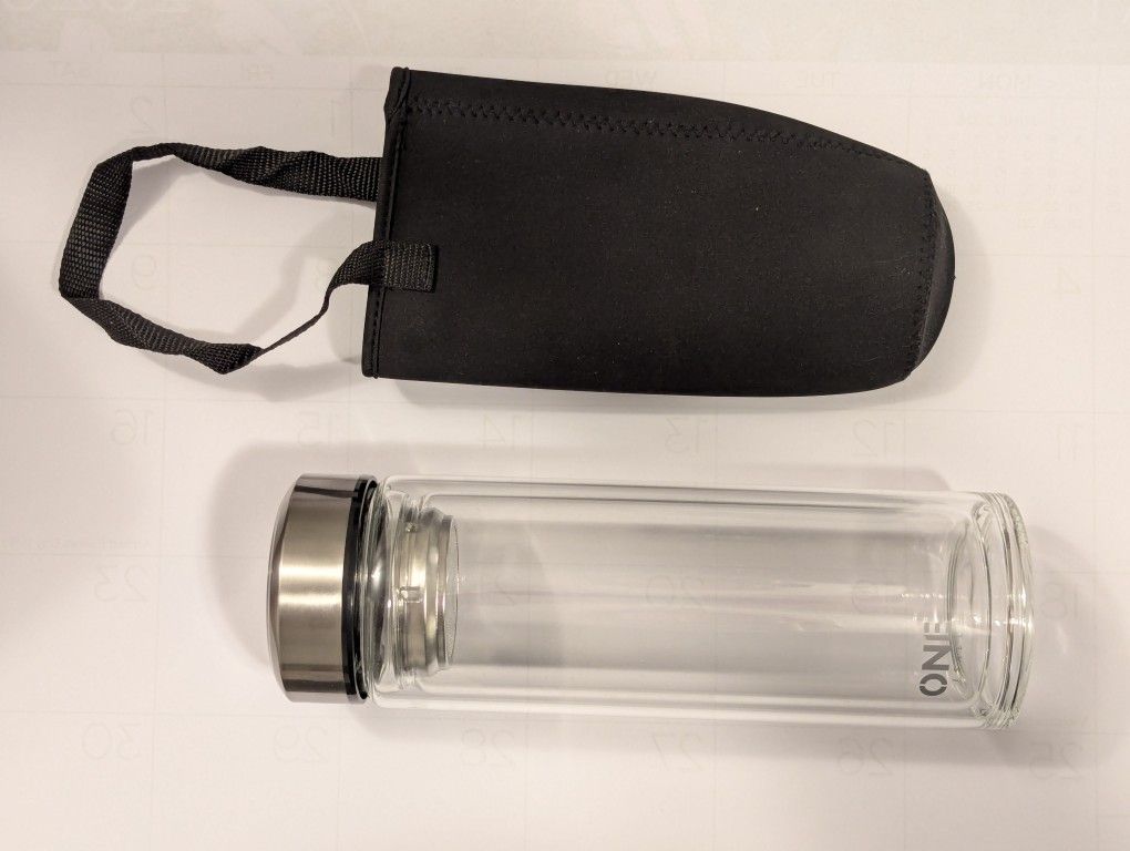 Double Walled Glass Water Bottle 34oz With Tea Infuser