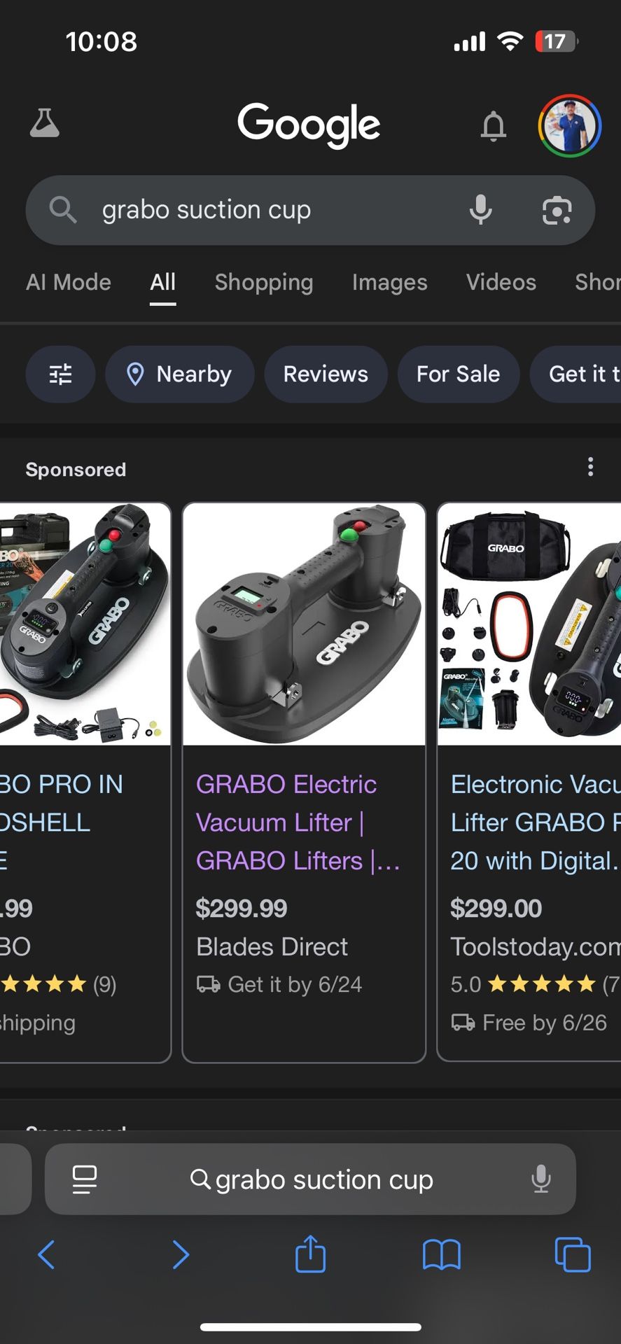 GRABO Electric Vacuum Lifter - Choose Drop down box: 1 Battery / 2 Battery / Pro Grabo