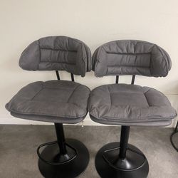 2 Gray Cushion Bar Stools