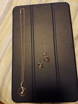 Sterling silver necklace set cz stone