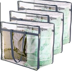 Wappa Home Clear Vinyl Zippered Storage Bags (3-Pack)