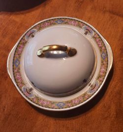 Antique Epiag Czechoslovakia Rare Covered Butter Dish and Vegetable Bowl