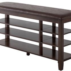3 Tier Shoe Rack Bench for Entryway, Adjustable Storage Shelves, Rubberwood Storage