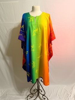 Rainbow-Gradient V-neck Kaftan