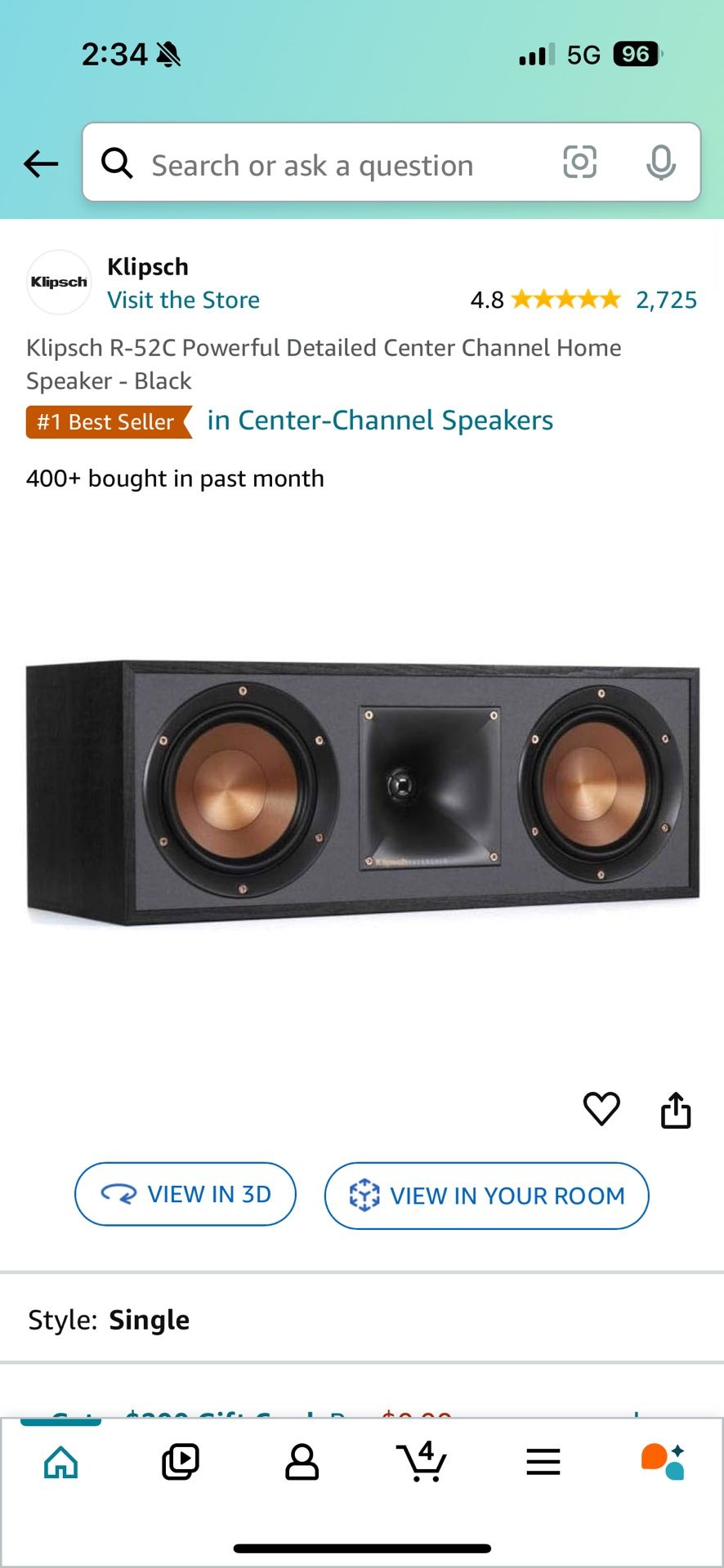 Klipsch Detailed Center Cannel Home Speakers