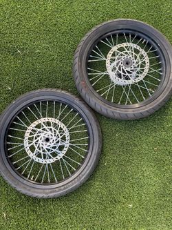 $350 OBO Talaria 17” Supermoto Wheel Set