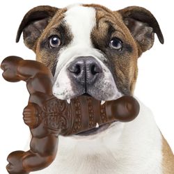 Dog-Chew-Toys-for-Aggressive-Chewers - Real Bacon Flavored, Indestructible Tough Dog Bone Chew Toy for Medium/Large Breed Dogs, Best Extreme Toys to K