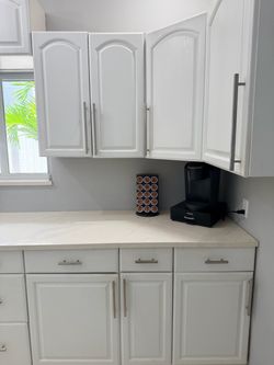 Upper & Lower KITCHEN CABINETS & DRAWERS, solid white, selling as Bulk Lot, Barely used EXC