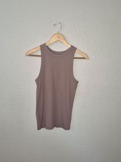 A New Day Tank Top Women's Large Brown Ribbed Round Neck Sleeveless Basic