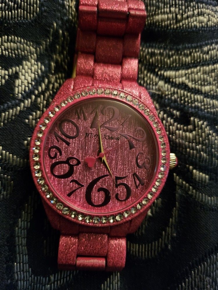 Betsy Johnson Sparkle Pink Watch
