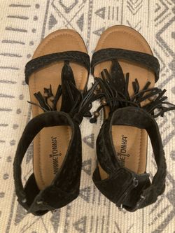 Ladies Suede Flats With Beaded Fringes