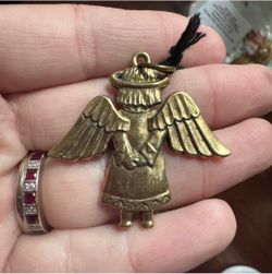 Vintage Jeep Collin’s Brass  Angel Pendant