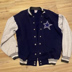 Vintage 90s Majestic Dallas Cowboys Cotton Varsity Snap Button Jacket Men’s L
