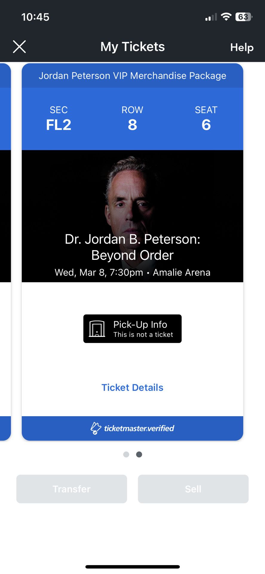 Jordan Peterson tickets Tampa  - 2 Tickets VIP