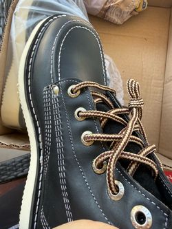 White wolf brand all sizes Black Leather Moc Toe Work Boot soft