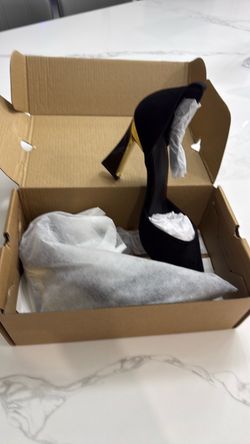 Black and Gold Block Heel Pumps