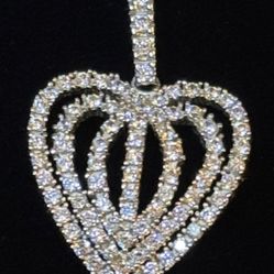 14k White Gold Heart Pendant.