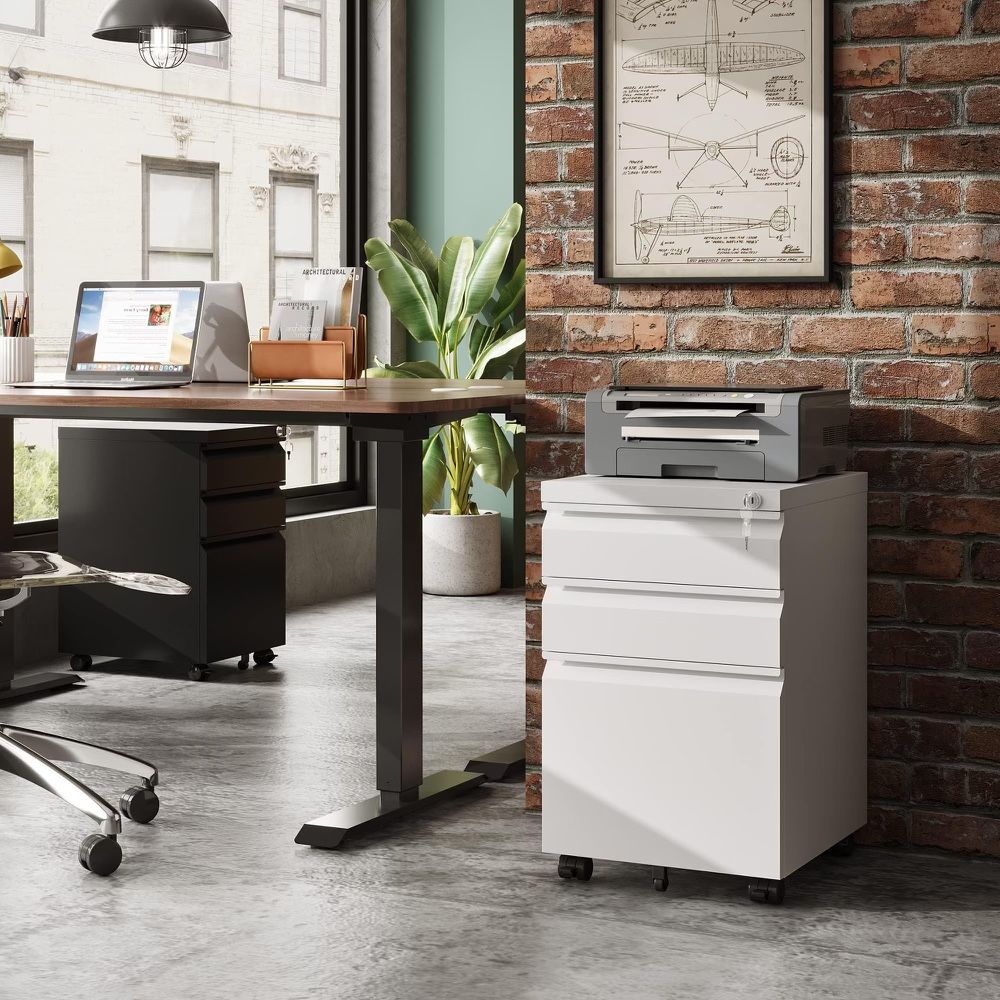 DEVAISE 3-Drawer Mobile File Cabinet (Under Office Desk), Assembled Except Casters