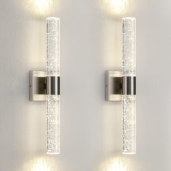 CCYCOL LED Wall Sconces - Brushed Nickel, Set Of 2, 18 Inch