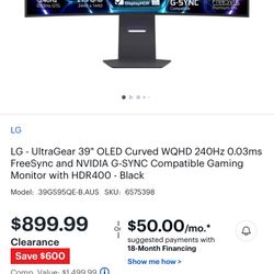 LG Ultra Gear Oled 39 Inch Monitor 